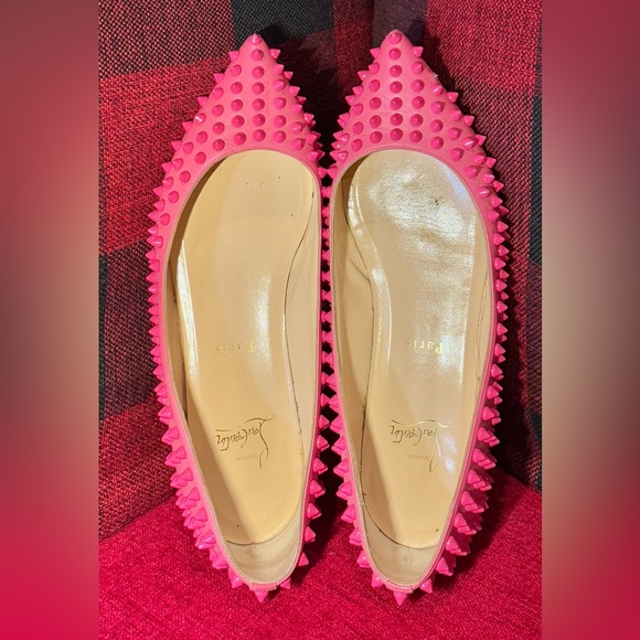Christian Louboutin Shoes - Christian Louboutin “Pigalle” Fucsia Spiked Ballet Flats size 40.5